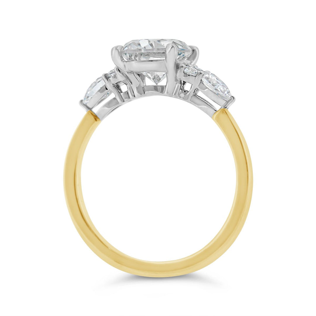 Two Tone Diamond Engagement Ring with Side Diamonds