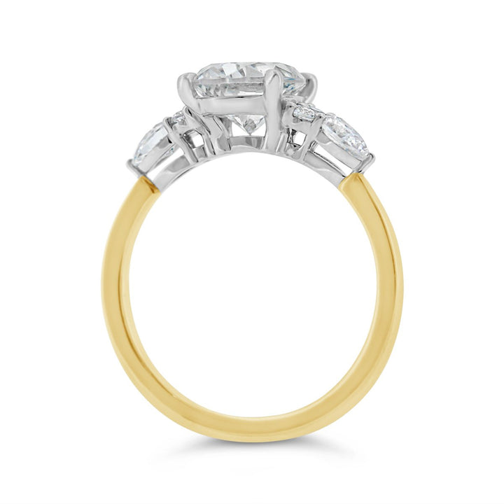Two Tone Diamond Engagement Ring with Side Diamonds