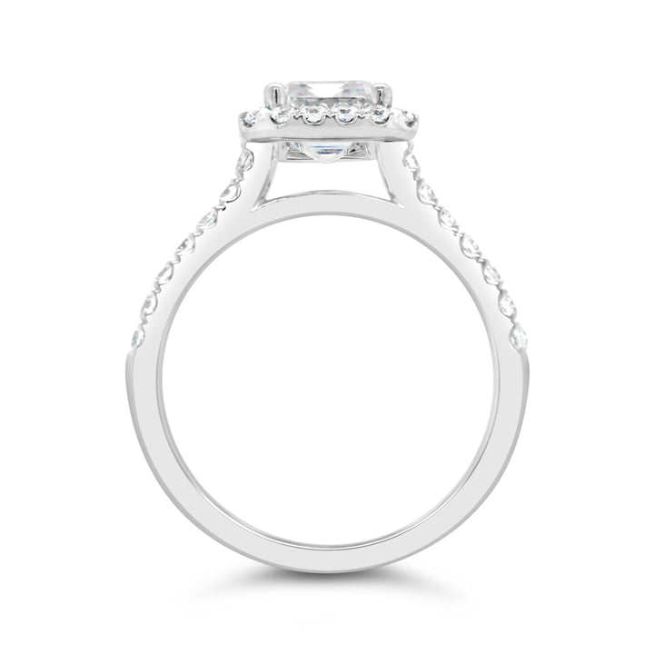 Emerald Cut Halo Diamond Engagement Ring