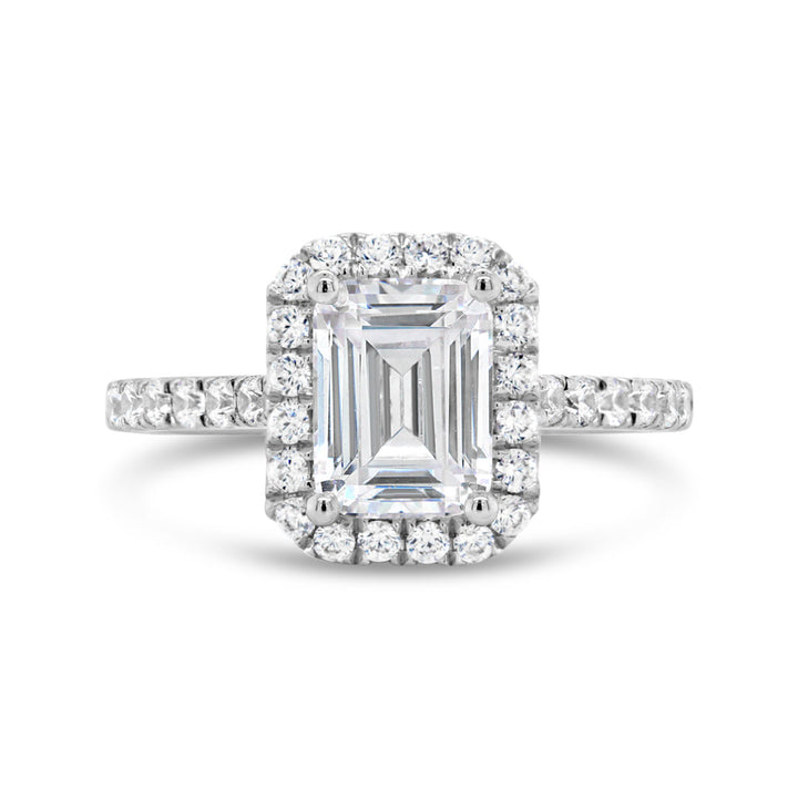 Emerald Cut Halo Diamond Engagement Ring