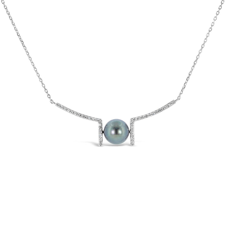 Diamond and 8-9mm Tahitian Pearl Necklace - 962921/BWH