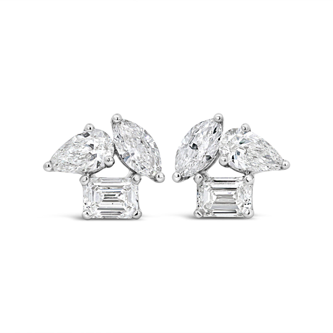 Multishape Diamond Cluster Earrings - ARZ121890
