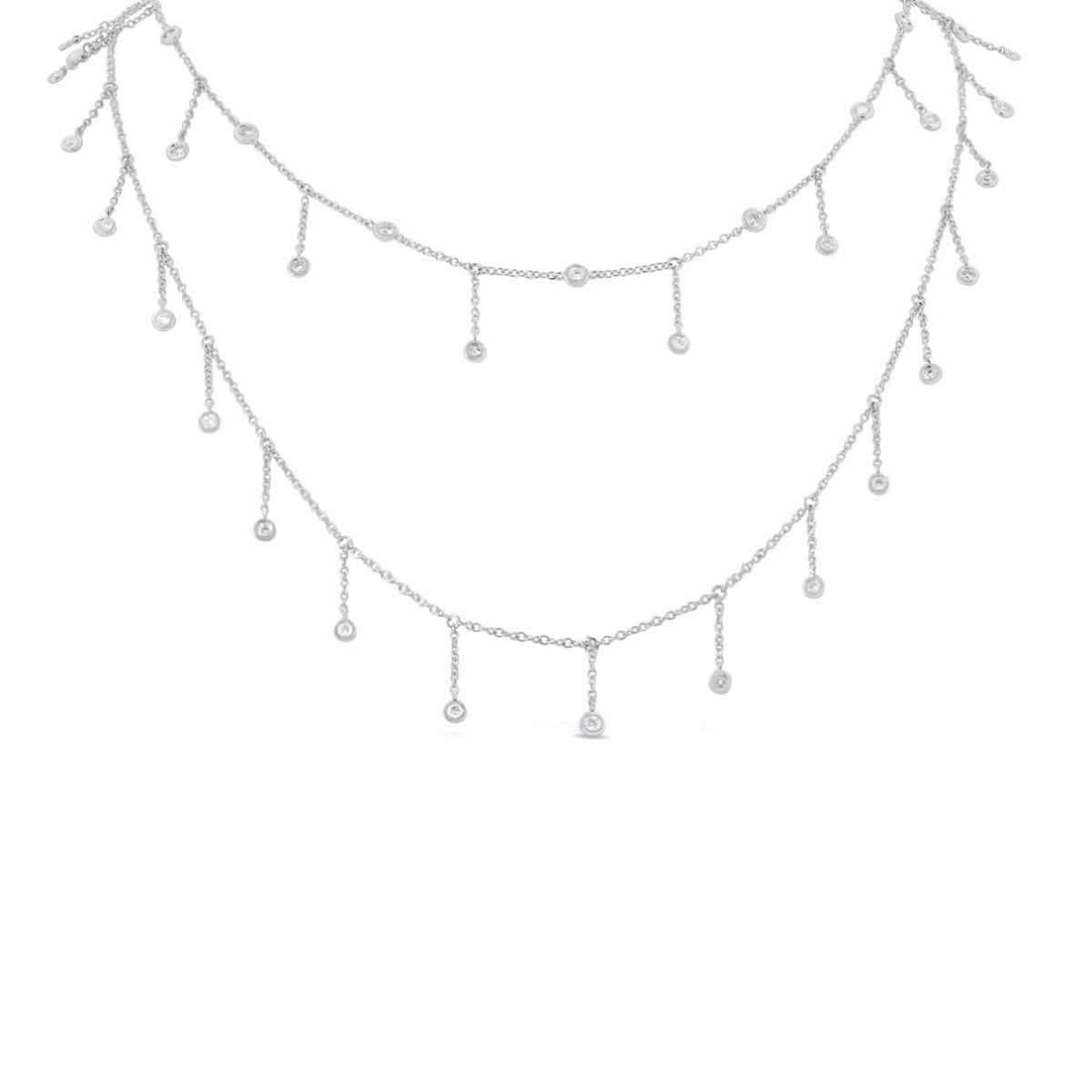 Dangling Diamond Strand Necklace set with 38 RD 1.02ct G/H VS-SI