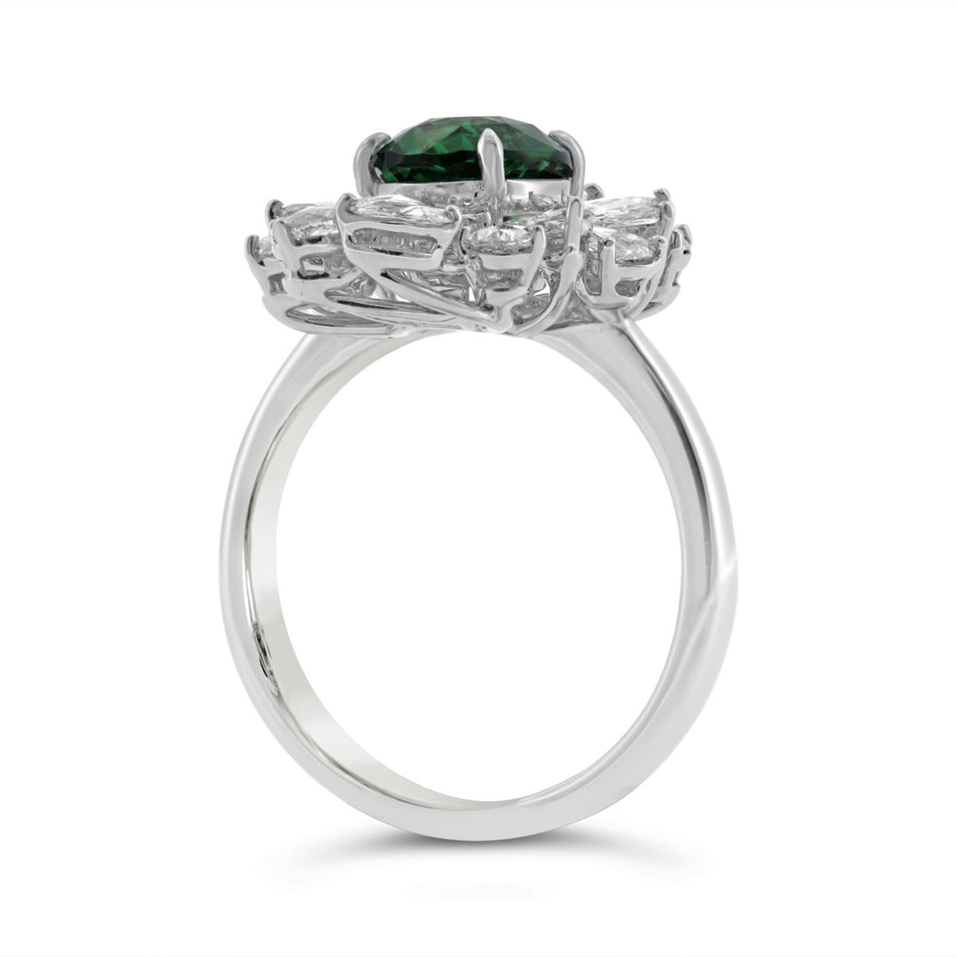 Rose Cut Diamond & Tsavorite Cocktail Ring