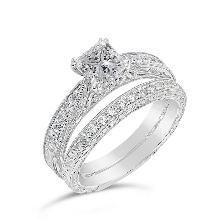 Diamond Engagement Ring Wedding Set - SNR367R-SET