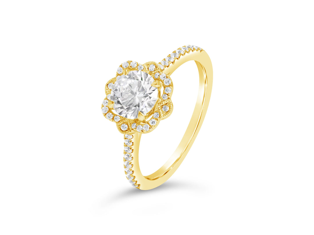 Vintage Style Diamond Halo Engagement Ring - The Diamond Guys