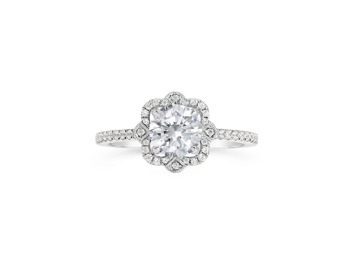 Vintage Style Diamond Halo Engagement Ring - The Diamond Guys