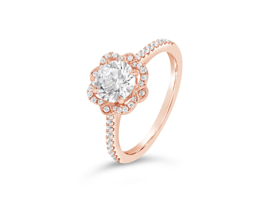Vintage Style Diamond Halo Engagement Ring - The Diamond Guys