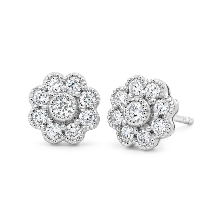Pavé Diamond Flower Studs - ADE29142 - The Diamond Guys