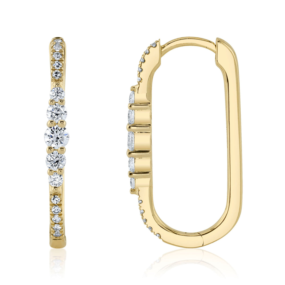 Shy Creation Diamond Oval Hoop Earring - The Diamond Guys