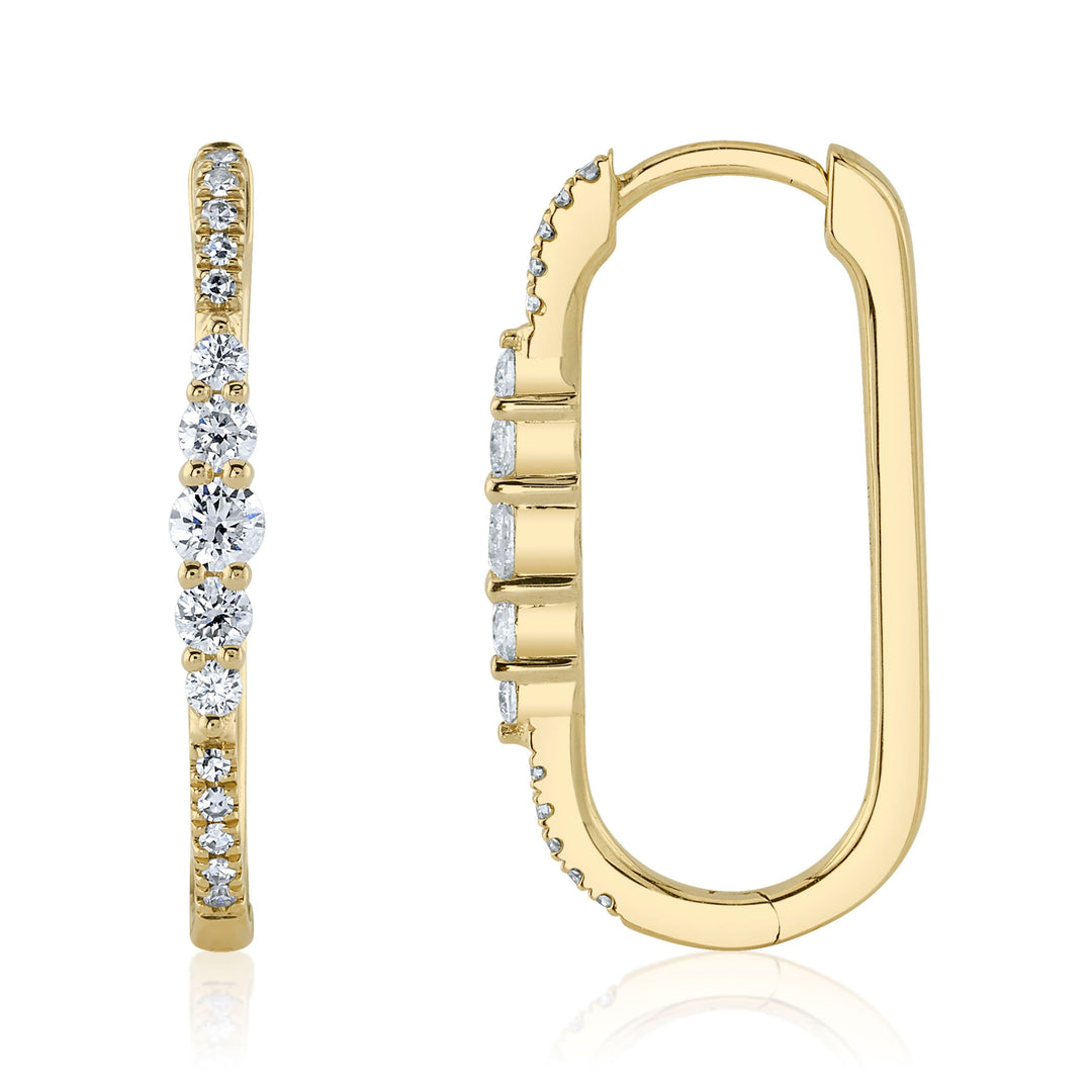 Shy Creation Diamond Oval Hoop Earring - The Diamond Guys