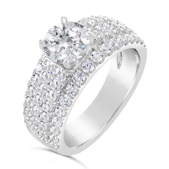 Wide Band Diamond Engagement Ring