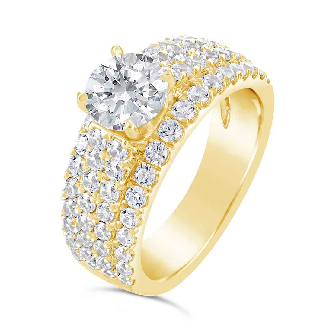 Wide Band Diamond Engagement Ring