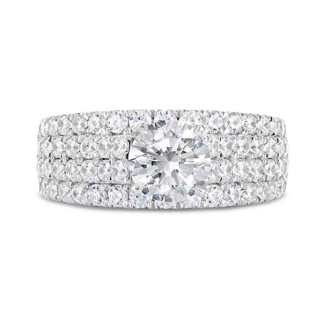 Wide Band Diamond Engagement Ring