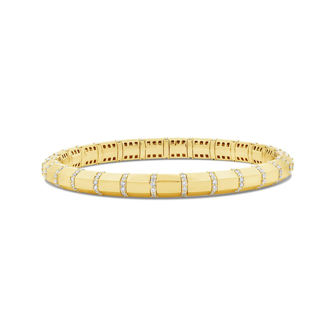 Yellow Gold Stretch Diamond Bangle - The Diamond Guys