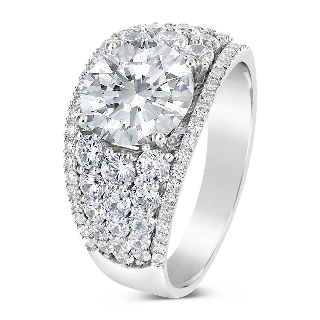 Wide Band Diamond Engagement Ring