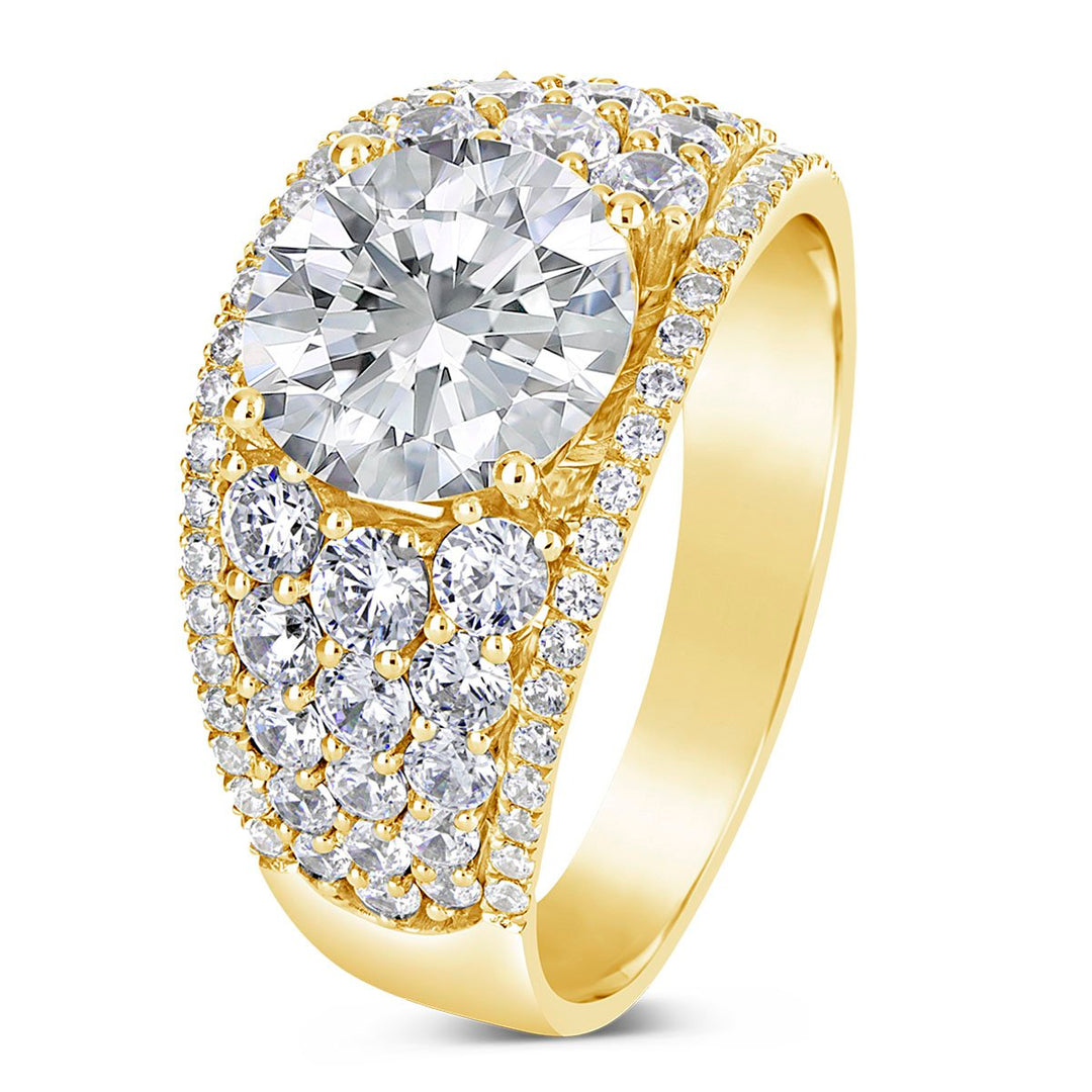 Wide Band Diamond Engagement Ring