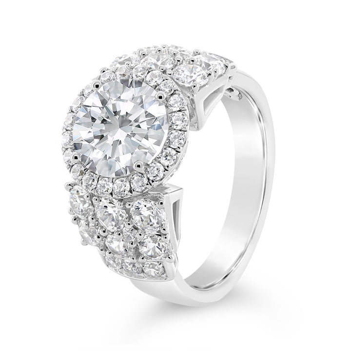 Wide Band Diamond Halo Engagement Ring - YJA8739R - The Diamond Guys