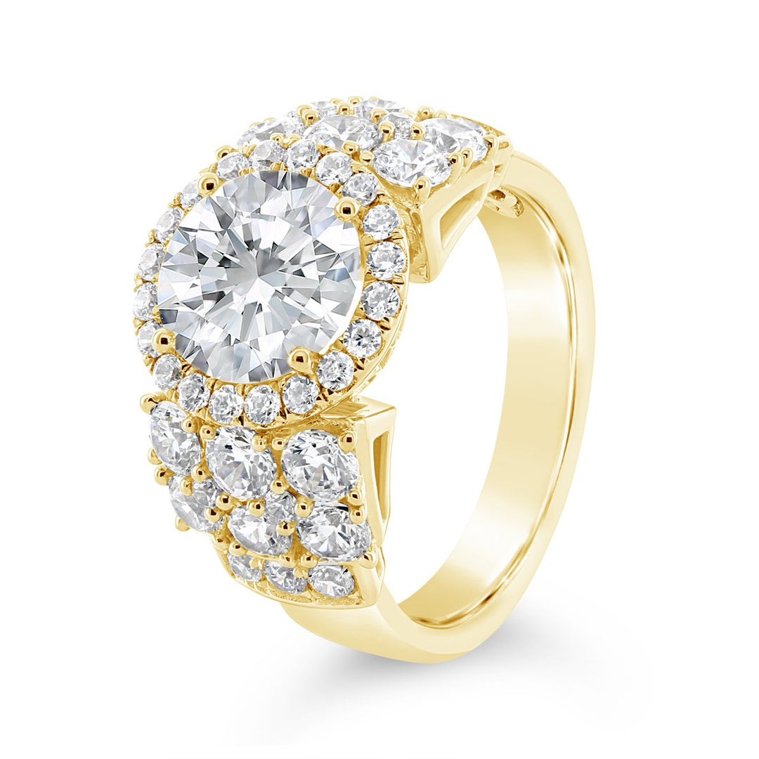 Wide Band Diamond Halo Engagement Ring - YJA8739R - The Diamond Guys