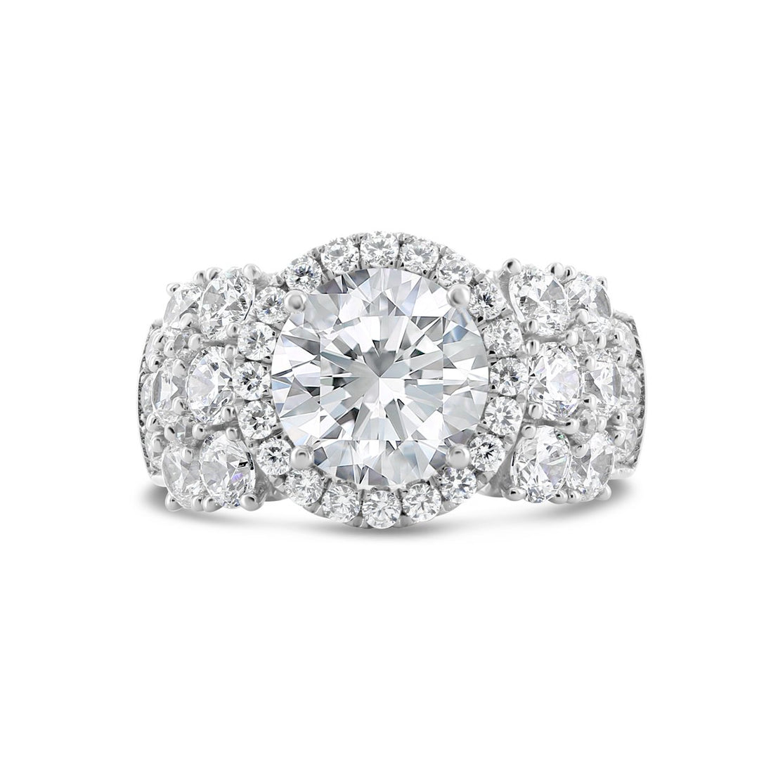 Wide Band Diamond Halo Engagement Ring - YJA8739R - The Diamond Guys