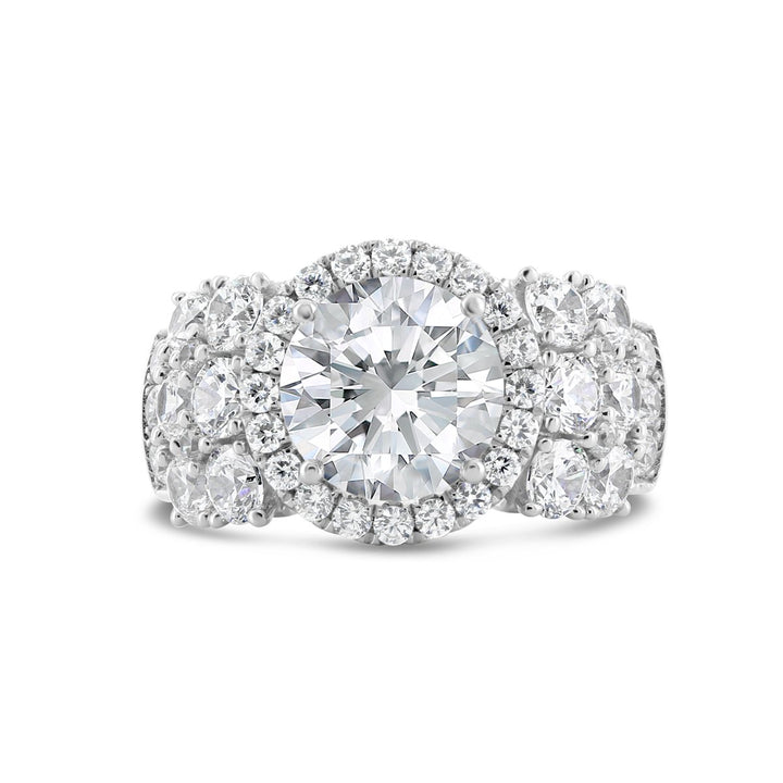 Wide Band Diamond Halo Engagement Ring - YJA8739R - The Diamond Guys