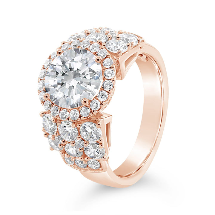 Wide Band Diamond Halo Engagement Ring - YJA8739R - The Diamond Guys