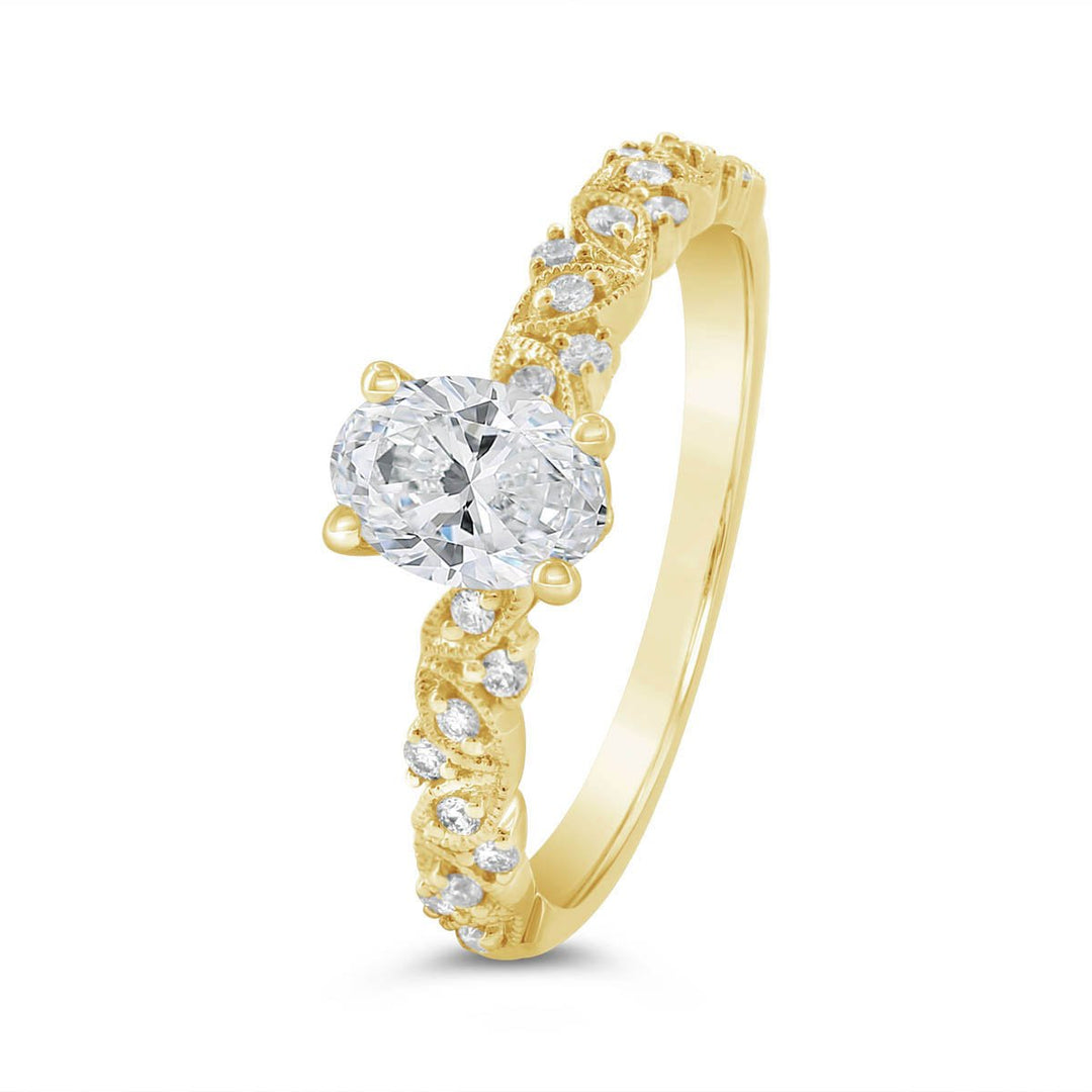 Vintage Inspired Modern Engagement Ring with Engraving Detail