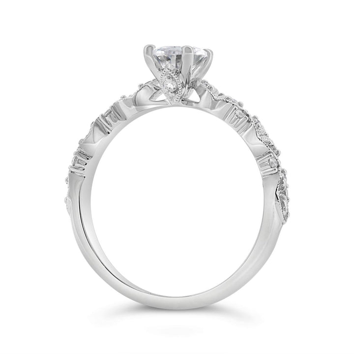 Vintage Inspired Modern Engagement Ring with Engraving Detail
