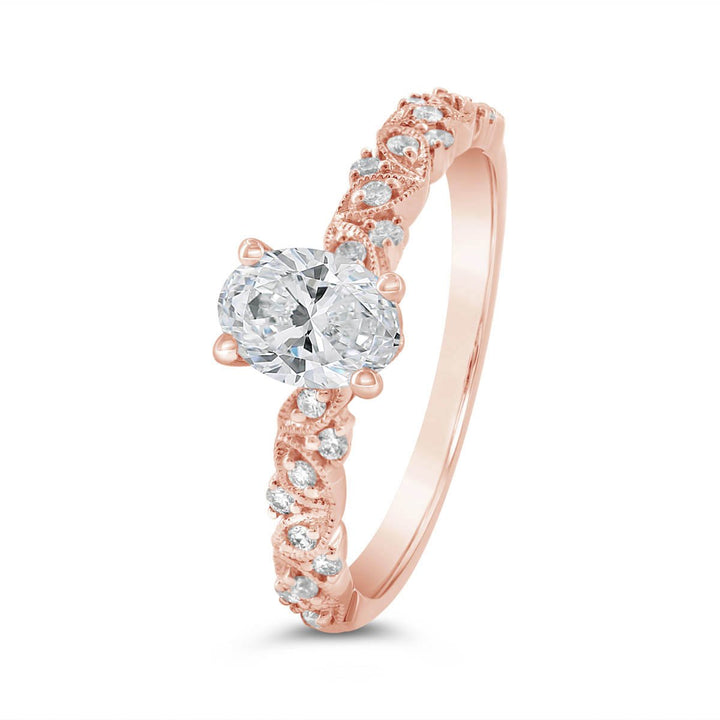 Vintage Inspired Modern Engagement Ring with Engraving Detail