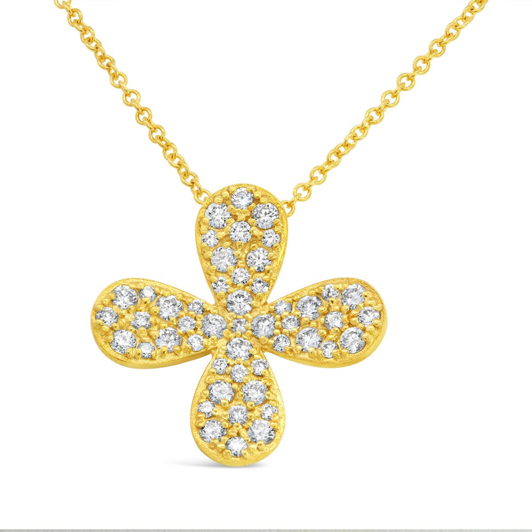 Yellow Gold Marika Desert Gold Diamond Pave 4 Petal Flower Slider Necklace - MDG8823