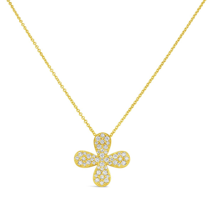 Yellow Gold Marika Desert Gold Diamond Pave 4 Petal Flower Slider Necklace - MDG8823