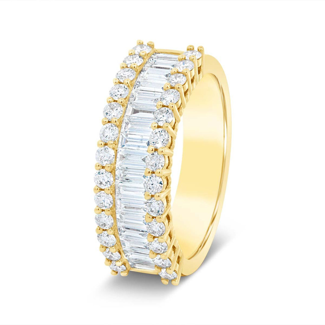 Yellow Gold Baguette and Round Diamond Band - MR2280 - The Diamond Guys