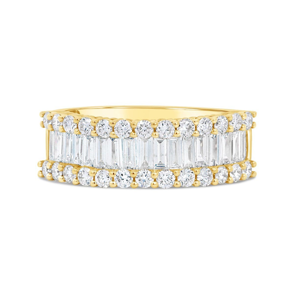 Yellow Gold Baguette and Round Diamond Band - MR2280 - The Diamond Guys
