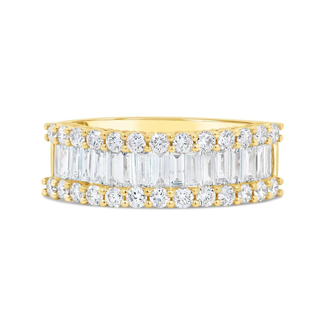 Yellow Gold Baguette and Round Diamond Band - MR2280 - The Diamond Guys