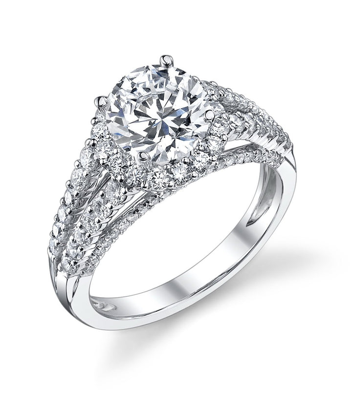 Split Shank Halo Diamond Engagement Ring - The Diamond Guys