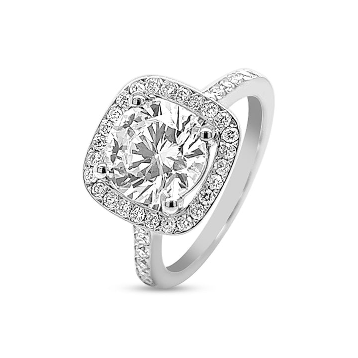 Cushion Shaped Halo Diamond Engagement Ring - The Diamond Guys