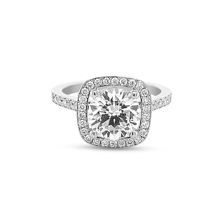 Cushion Shaped Halo Diamond Engagement Ring - The Diamond Guys