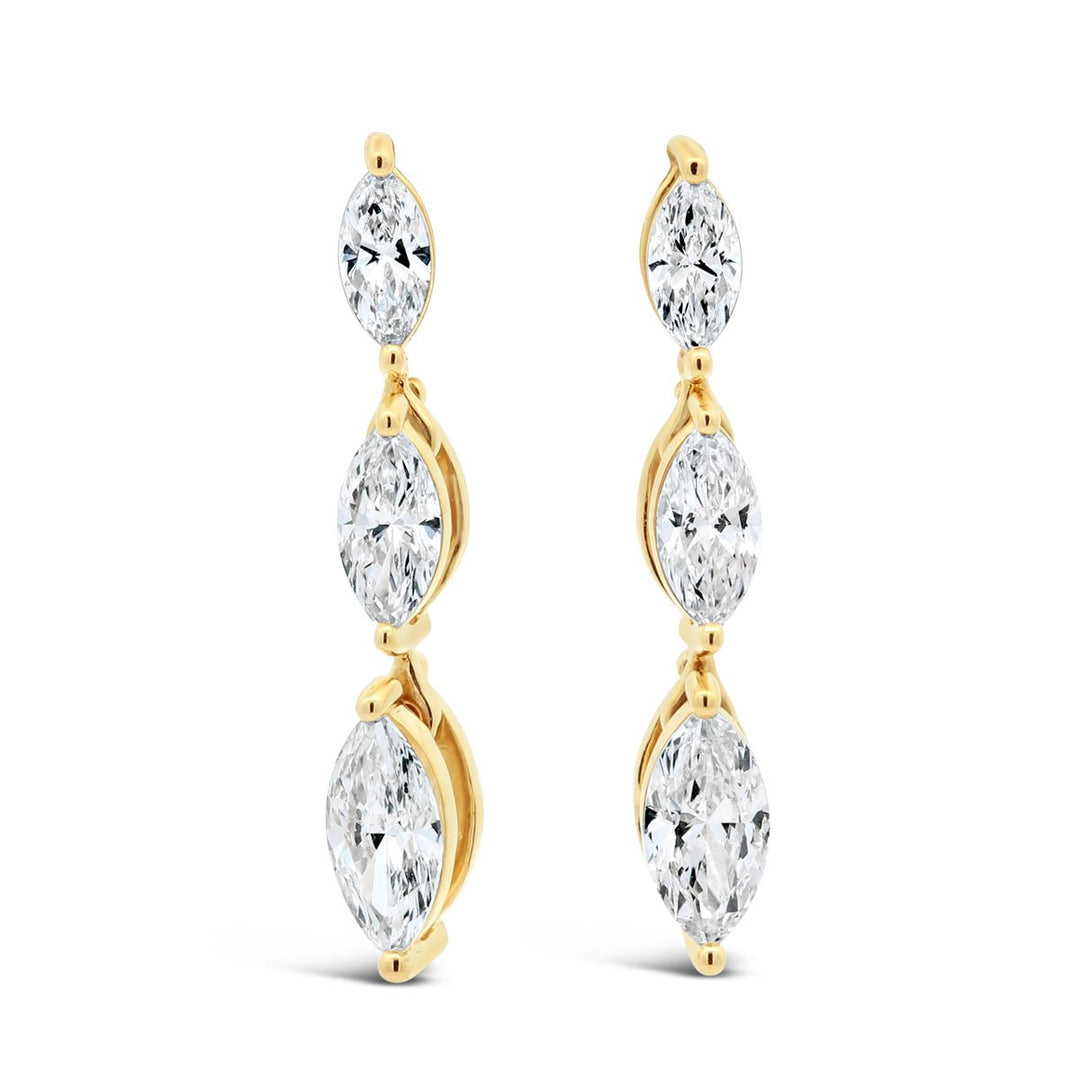Lab Grown Diamond 3 Stone Drop Earrings - ER14447 - The Diamond Guys