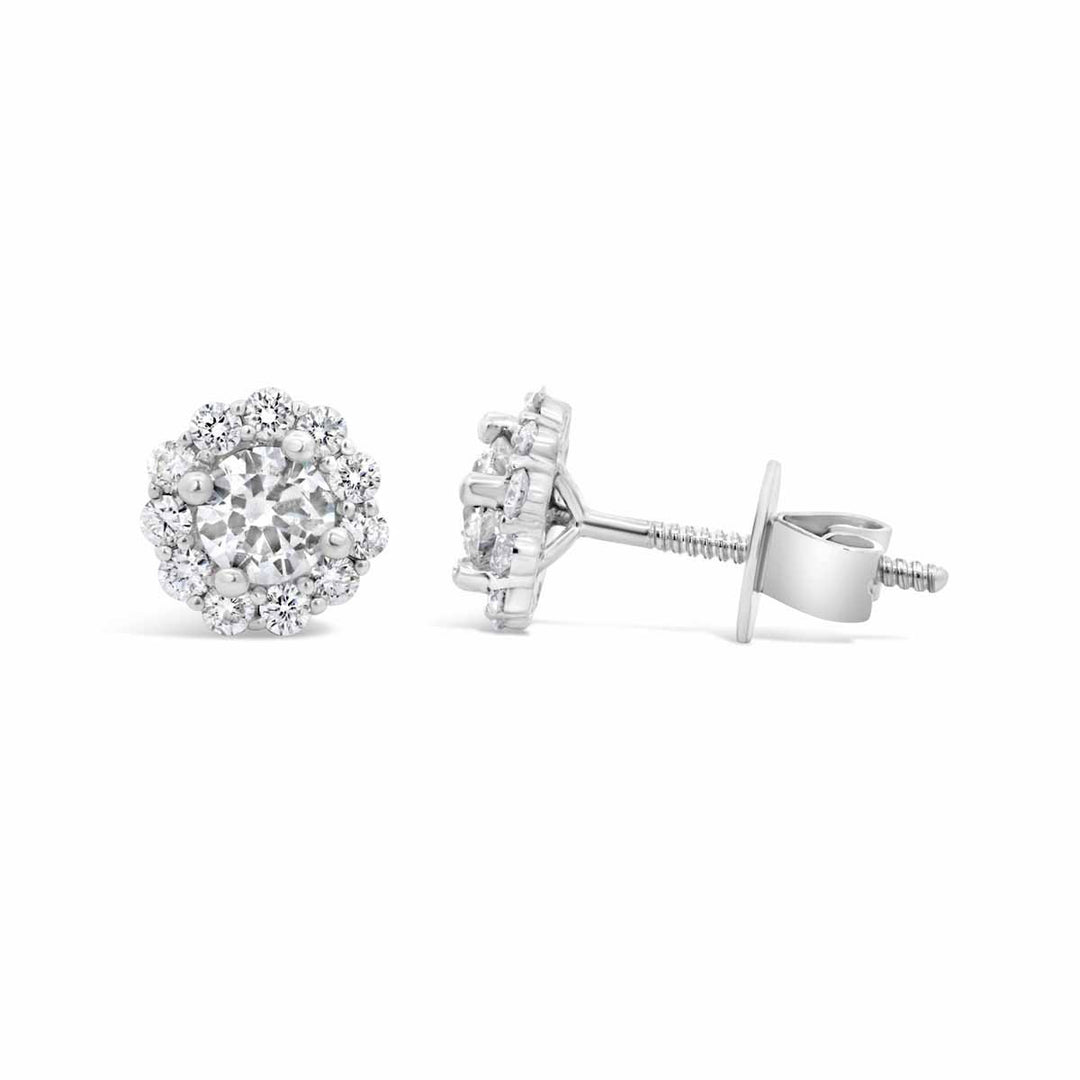 Diamond Halo Stud Earrings - AED0281R - The Diamond Guys