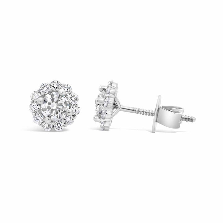 Diamond Halo Stud Earrings - AED0281R - The Diamond Guys