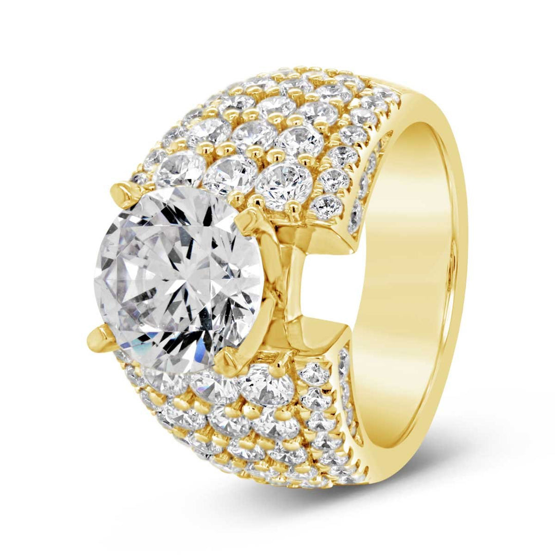 Multi Row Wide Band Diamond Engagement Ring - YJC3523R