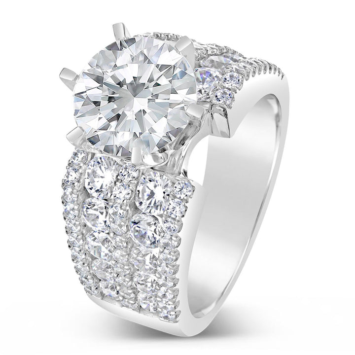 Wide Band Diamond Engagement Ring