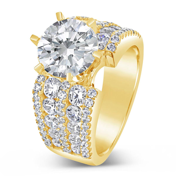 Wide Band Diamond Engagement Ring