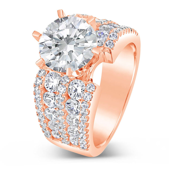 Wide Band Diamond Engagement Ring