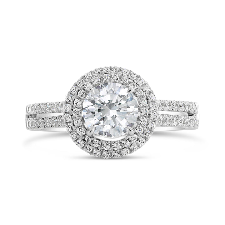 Split Shank Double Halo Diamond Engagement Ring - ACB104