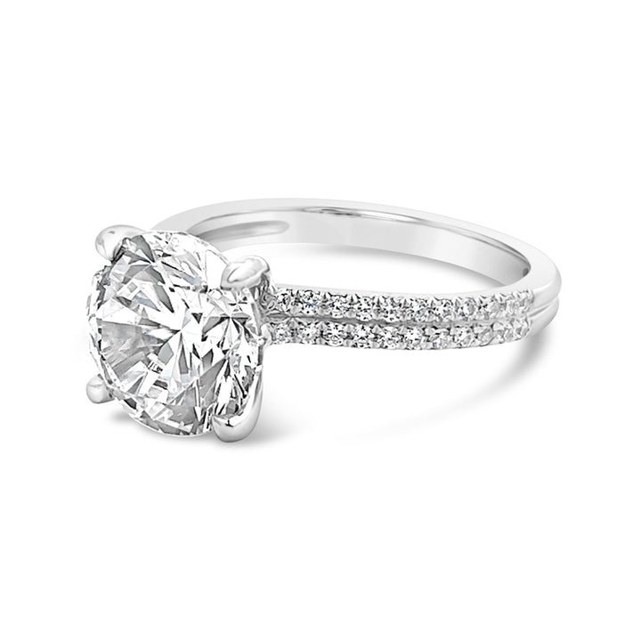 Double Row One Piece Casting Diamond Engagement Ring