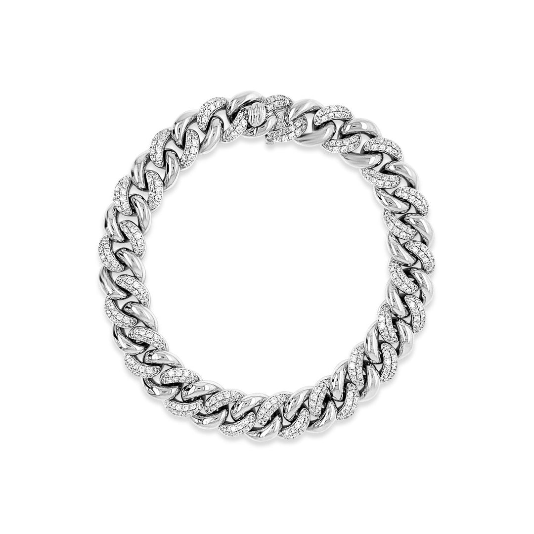 White Gold Alternating Diamond Curblink Bracelet - GSB01055 - The Diamond Guys