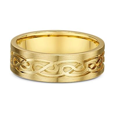 Carved Gold Men's Wedding Band - 1488