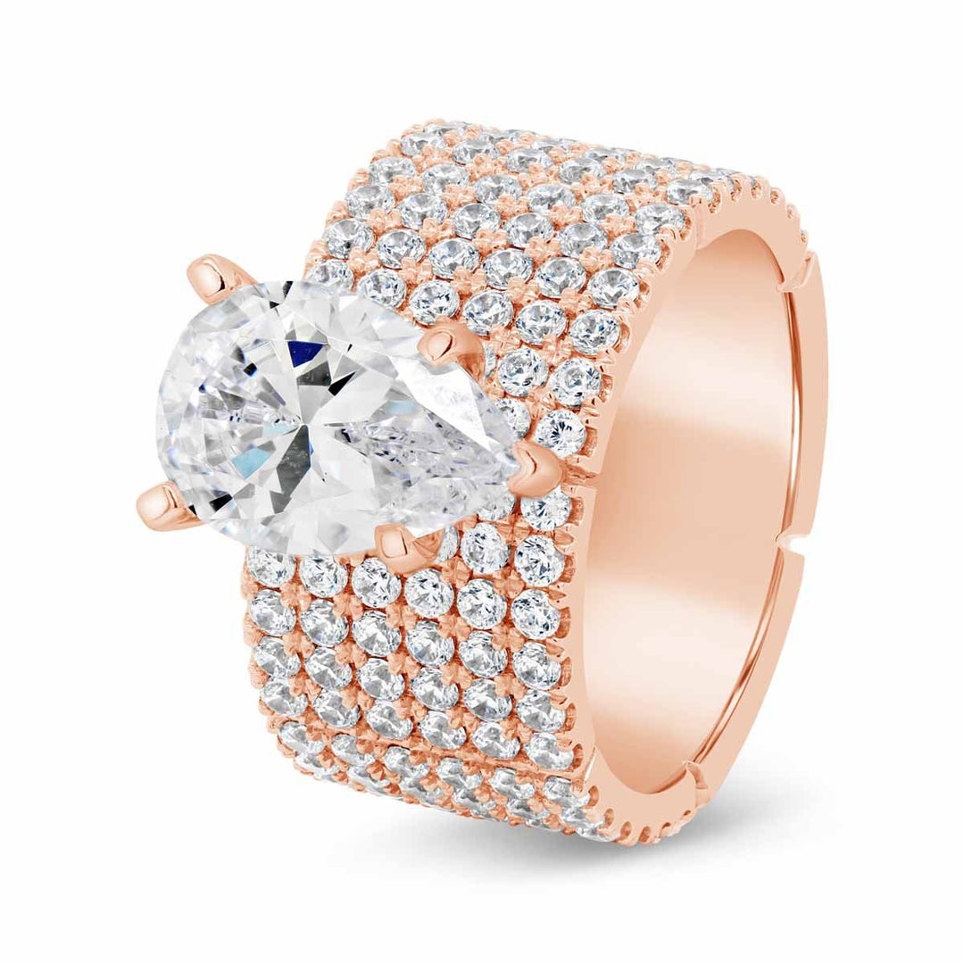 Wide Band Diamond Engagement Ring