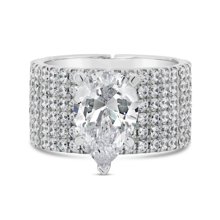 Wide Band Diamond Engagement Ring